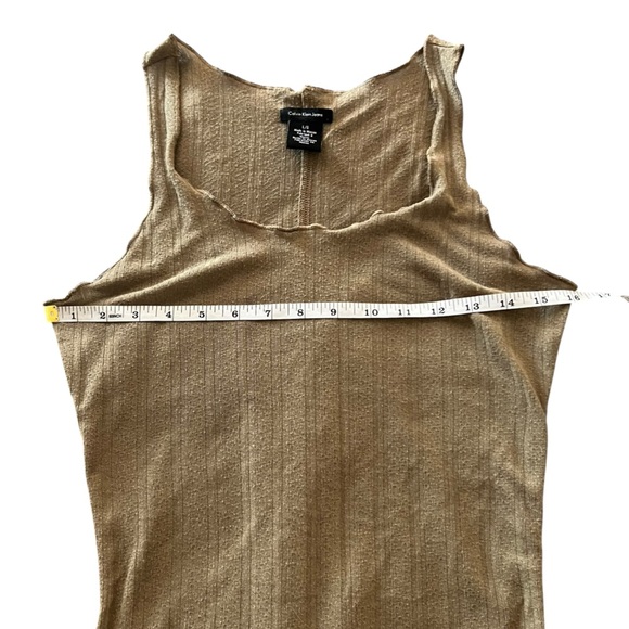 CALVIN KLEIN Ribbed Tank Top Sleeveless Ruched Side Detail Casual Everyday SZ L - Picture 4 of 6